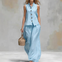 Fashionable Casual V-Neck Vest And Pants Set