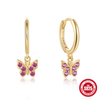 Dopamine S925 Sterling Silver Butterfly Jeweled Earrings