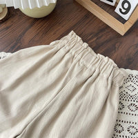 Children's Flower Embroidery Flower Bud Back Garden Western Style High Waist Pants