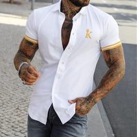 Digital Printing Men's Simplicity Long Sleeve Shirt