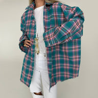 Retro Fashion Color Contrast Plaid Shirt