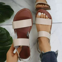 Female Plus Size Buckle Flat Round-toe Sandles