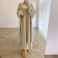Mink-like Wool Cardigan Loose Size Thickened Mid-length Idle Style Knitted Coat