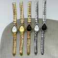 Exquisite Diamond Encrusted Snake Head Water Drop Design Womens Quartz Watch