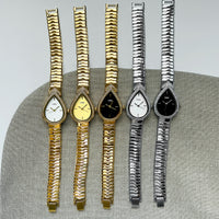 Exquisite Diamond Encrusted Snake Head Water Drop Design Womens Quartz Watch