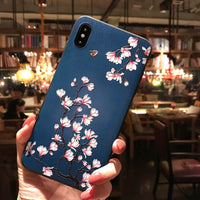 Compatible with Apple , Suitable For XS All-inclusive Apple 11pro Painted Embossed Flower Phone Case