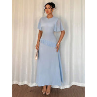 Women's Ruffle-Trimmed Round-Neck Casual Dress