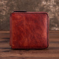 Solid Color Short Cowhide Hand-rub Color Wallet