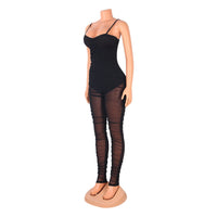 Fashion Sexy Mesh See-Through Suspenders Jumpsuit