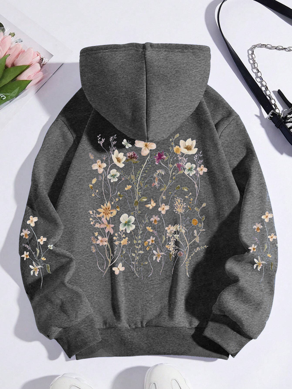 Women's Colorful Flower Print Sweatshirt Sweater