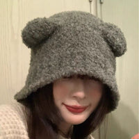 Cute Bear All-matching Warm Woolen Knitted Hat