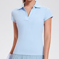 Cool-feel Athletic Polo-Neck Sports Top For Women