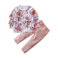 Fashion Girls Autumn Long-sleeved Suit Floral