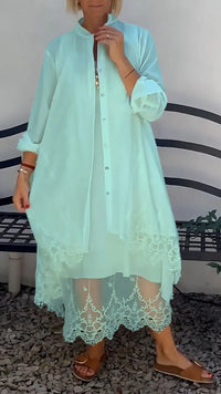 Women's Round-neck Sleeveless Hollow-out Long Dress