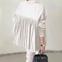 Loose Ruffled Asymmetrical Niche Blouse With Flared Hem