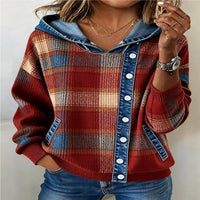 Womens Loose-Fit Long-Sleeve Shirt With A Bold Colorful Plaid Print