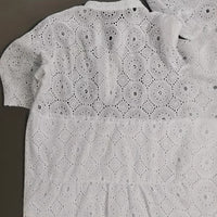 Womens Loose V-Neck Hollow-Out Lace Floral Dress