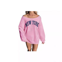 Women's Simple Letter Print Off-shoulder Long Sleeve Sweater