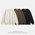 Faux Suede Texture Heavy Round Neck Sweater For Men