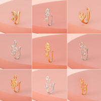 Copper Inlaid Zircon Star Love Crown Nose Ring