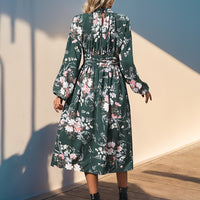Floral-print Elegant High-waisted Dress