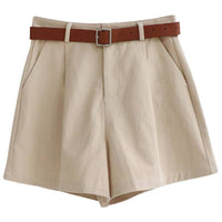 Summer Korean Style High Waist Wide Leg Shorts Women's White