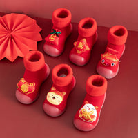 Red Cashmere Room Socks Thickened Warm Non-slip