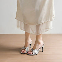 Advanced Wave Point High Heels For Women, Slim Heels, Straight Strap, Round Toe Sandals
