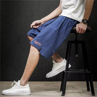 Summer Sports Casual Outdoor Thin Cotton And Linen Loose Plus Size Men's Fifth Pants Pieces