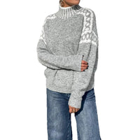 Women's Turtleneck Contrast Color Loose Pullover