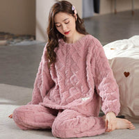 Pajamas Women Autumn And Winter Models Plush Flannel Ladies Suit