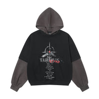 Printed False Two-piece Pullover Patchwork Hoodie Men