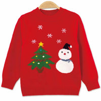 Children's Autumn And Winter Christmas Sweater Round Neck Bottoming Shirt Red Thickened