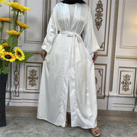 Thin Satin Tie Lantern Cuffs Cardigan