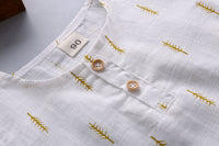 Children's Casual Printed Cotton Linen Short Sleeved Pants Set