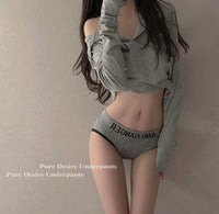 Comfortable Solid Color Sexy Panties Autumn Thread Letter Underwear