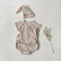 Baby Clothes Baby Waffle Top High Waist Belly Protection Pants Suit