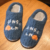Ins Cute Flower Fleece Slippers Winter Warm Bedroom Floor Slippers Indoor Non-slip Plush Shoes For Women