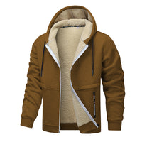 Casual Hoodies For Men Heavyweight Fleece Sweatshirt Winter Thick Sherpa Lined Hooded Zipper Jacket Thick Streetwear Coats