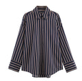 Fashionable Casual Versatile Loose Lapel Stripe Shirt