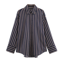 Fashionable Casual Versatile Loose Lapel Stripe Shirt