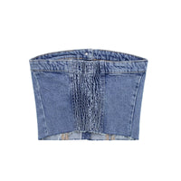 Women's Tube Top Button Denim Vest