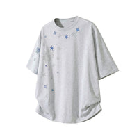 Men's Cotton Loose-Fit Short-Sleeve T-Shirt With Snowflake Print