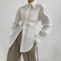 Slimming Figure-hugging Cotton Long-sleeve Shirt