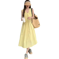 Sleeveless V-neck Loose-fitting Vacation Outfit Dress