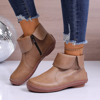 Round-Toe Side-Zip Short-Boot Martin Boots With Stitched Edges