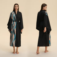 Womens SpringAutumn Printed Long-Sleeve Maxi Nightgown Loungewear