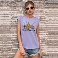 European And American-style T-shirt Vest With A Crew Neck And Trendy Print
