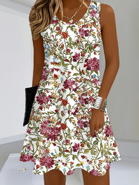 Sleeveless 3D Digital Print French-style Slip Dress