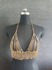 European And American Nightclub Exaggerated Metal Chest Chain Vest